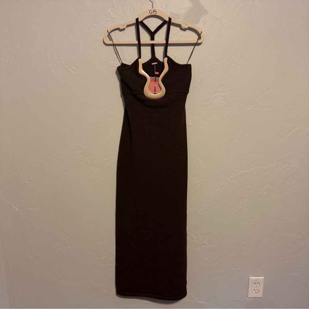 Cult Gaia Valma Halter Midi Dress with gold hardware Trim - Picture 7 of 11